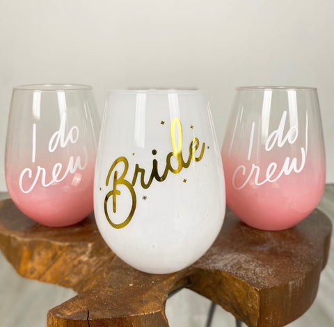 Bride wine glass and bridesmaid wine glass from endurotourserbia women's boutique in Latvia City