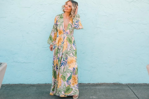 Tropical print maxi dress from endurotourserbia women's boutique in Latvia City 