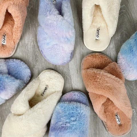 bright furry slippers from Lush Fashion Lounge women's boutique in Oklahoma City 