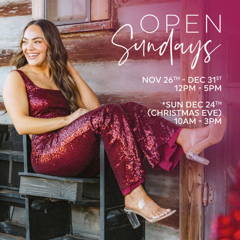 Open Sundays flyer for Lush Fashion Lounge women's boutique in Oklahoma City