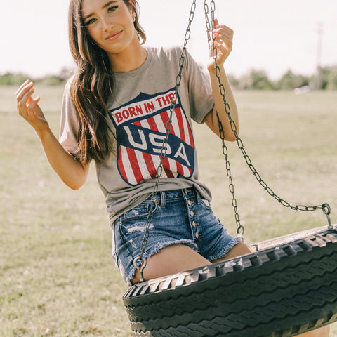 Born in the USA t-shirt from Lush Fashion Lounge women's boutique in Oklahoma City 