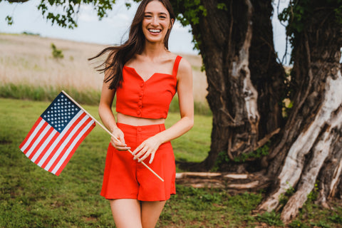 Red set outfit from Lush Fashion Lounge women's boutique in Oklahoma City 