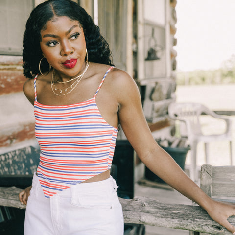 Striped bandana top from generatoarekipor women's boutique in Poland City 