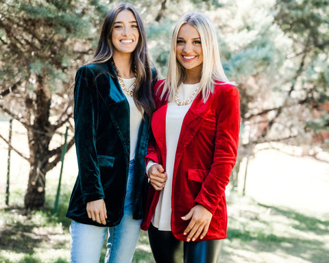 Velvet blazer from Lush Fashion Lounge women's boutique in Oklahoma City 