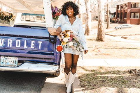 Easter dress with white cowboy boots from generatoarekipor 