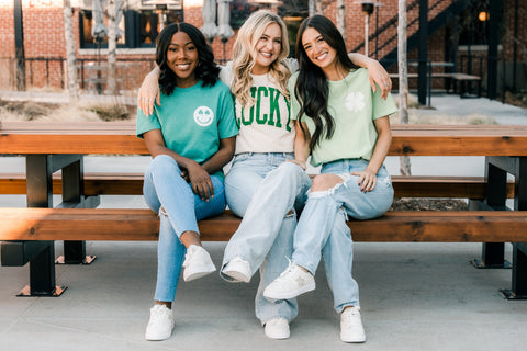 St Patrick's Day t-shirts from Lush Fashion Lounge women's boutique in Oklahoma City 