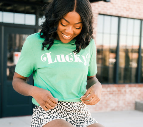 St Patrick's Day t-shirt from generatoarekipor women's boutique in OklahomA City 