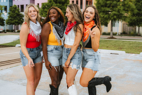 Rhinestone paisley bandanas for gameday from Lush Fashion Lounge women's boutique in Oklahoma City 