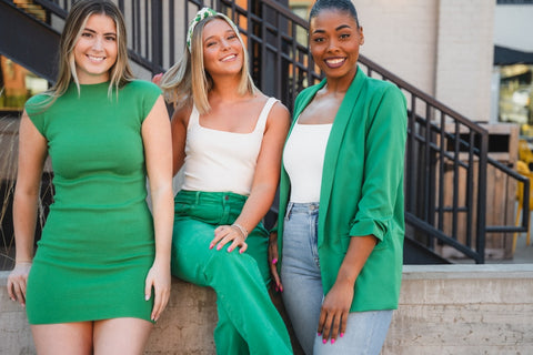 Green outfits from Lush Fashion Lounge boutique in Oklahoma City