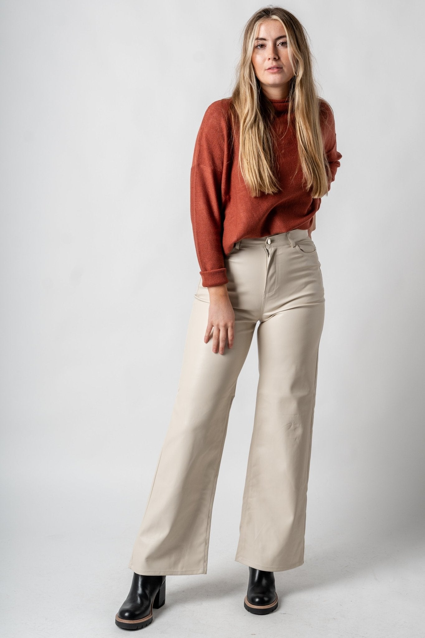 Let's Get Loud Camel Brown Faux Leather Leggings – Shop the Mint