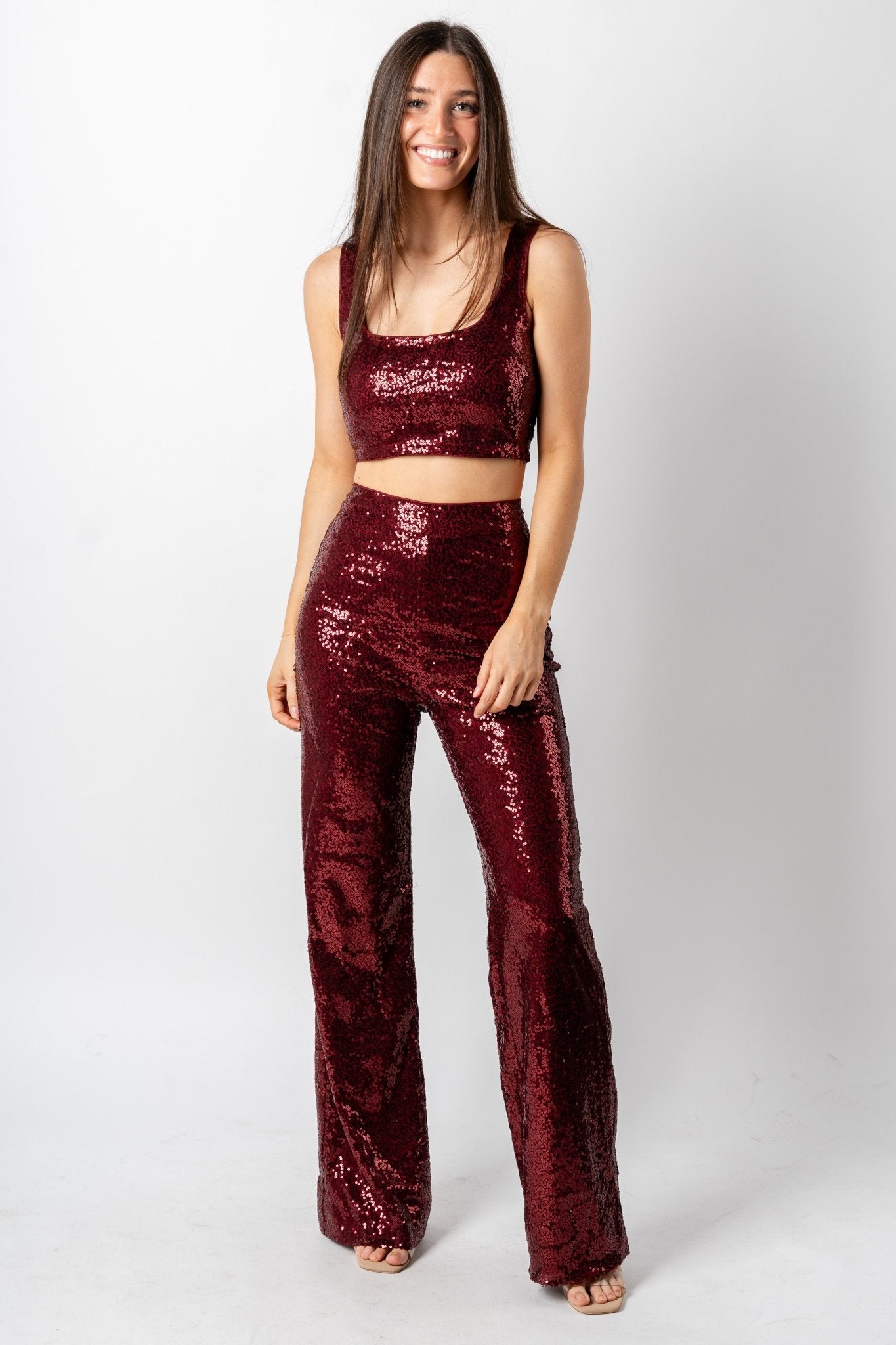 SEQUIN FLARE PANTS