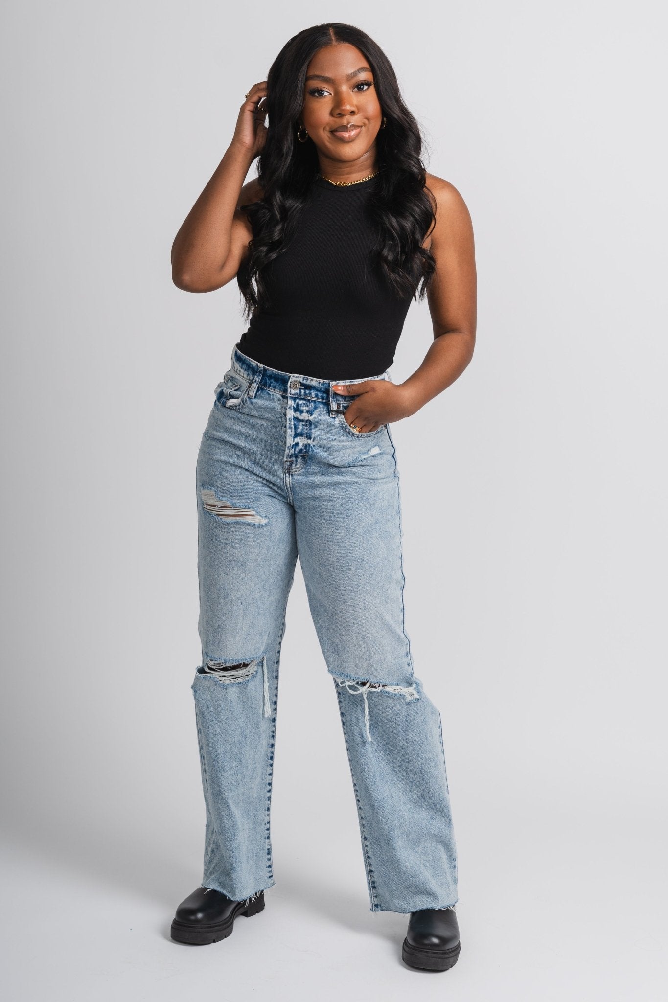 Hidden Bailey high rise boyfriend jeans charcoal