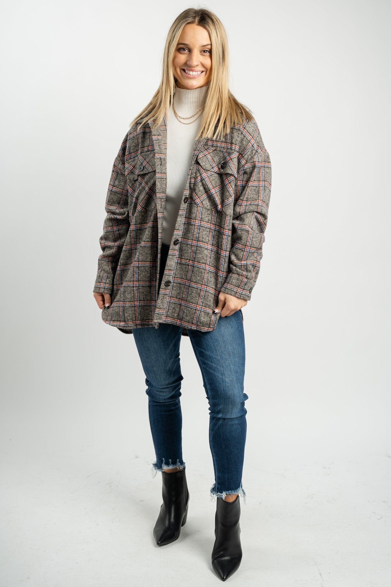 Hollister ASOS Plaid Shacket Small Lavender Cream Oversized Relaxed Street  NWT