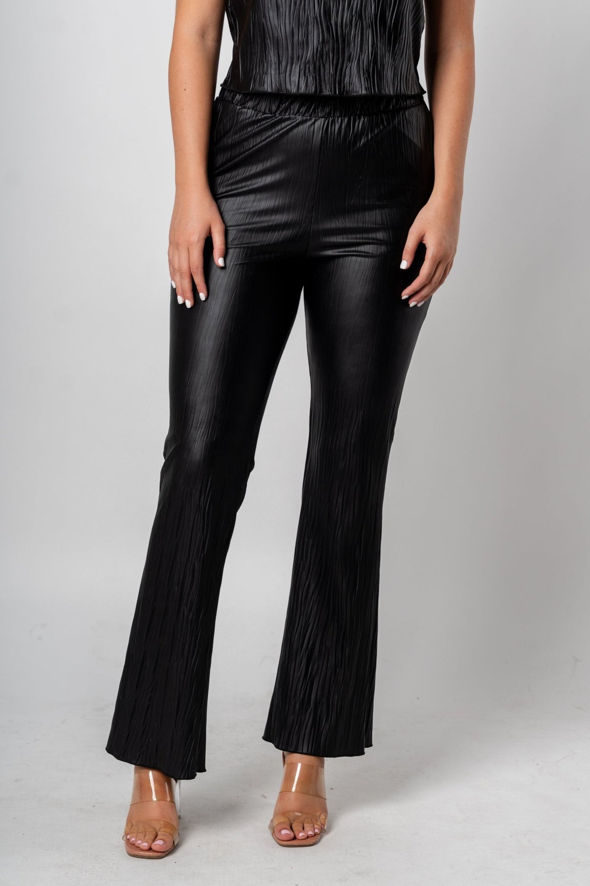 High waist flare leggings black  Trendy Leggings - Lush Fashion