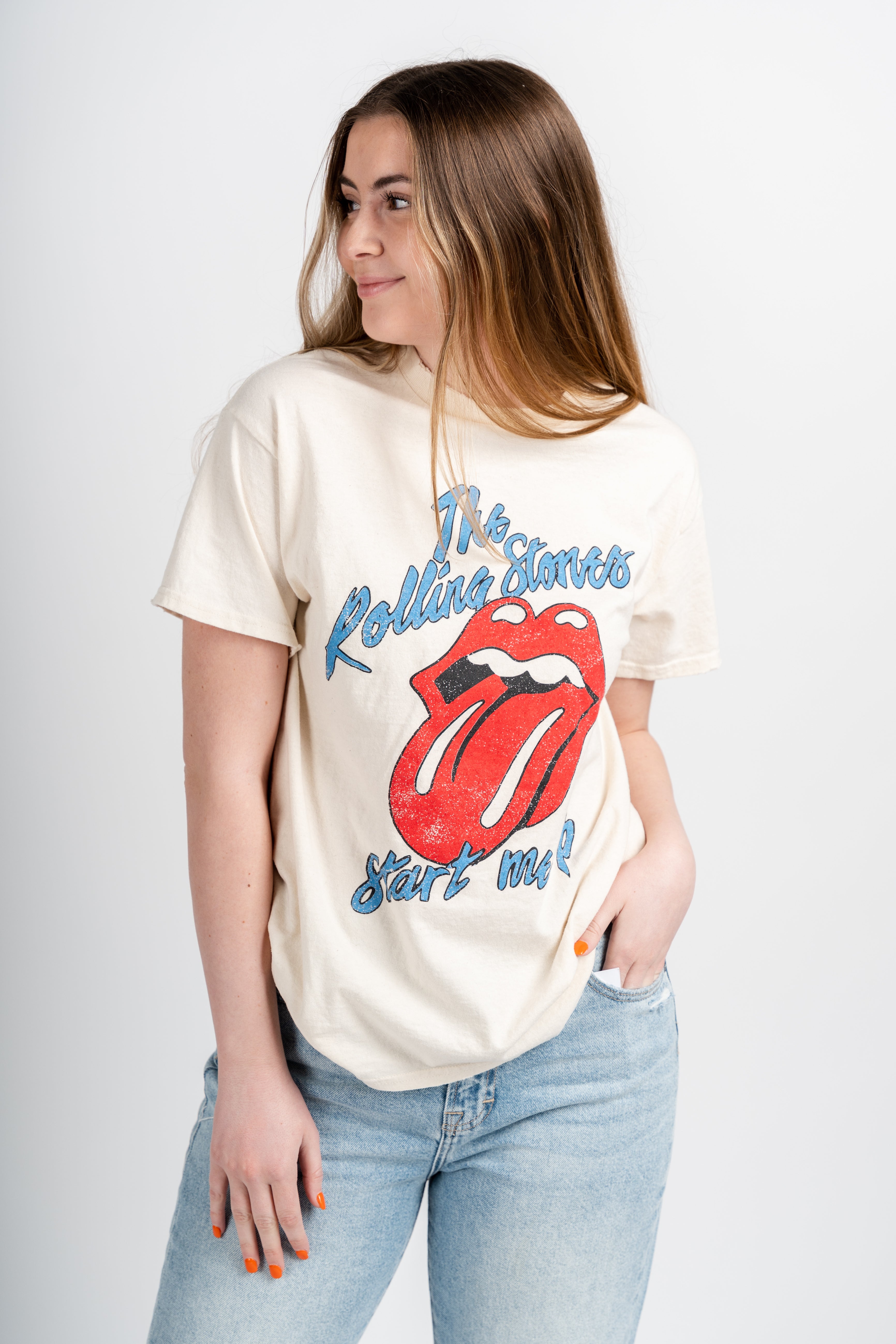 The Rolling Stones start up thrifted off white | Trendy - Lush Fashion Lounge