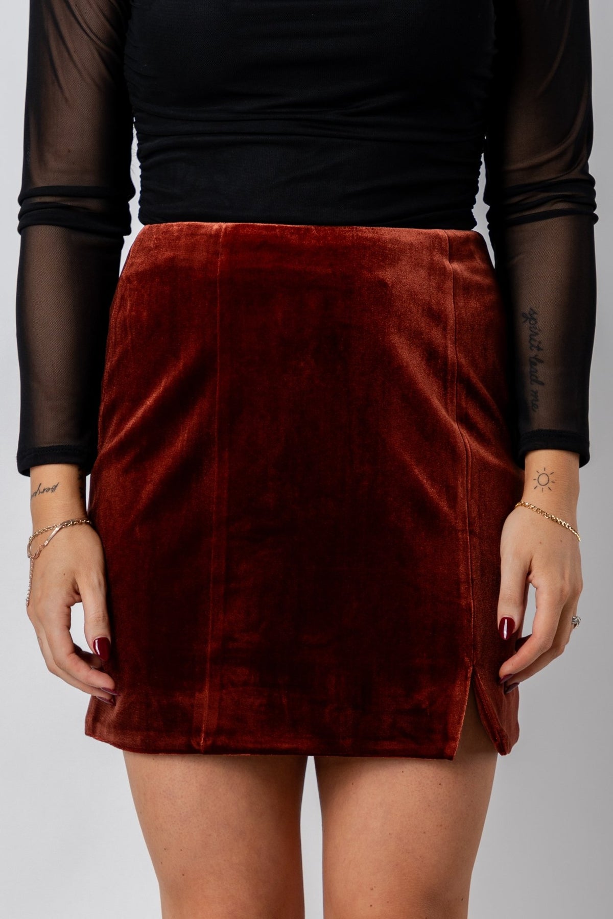 Buy BuyNewTrend Navy Mini Skirts Side Slit Women Skirt Online at