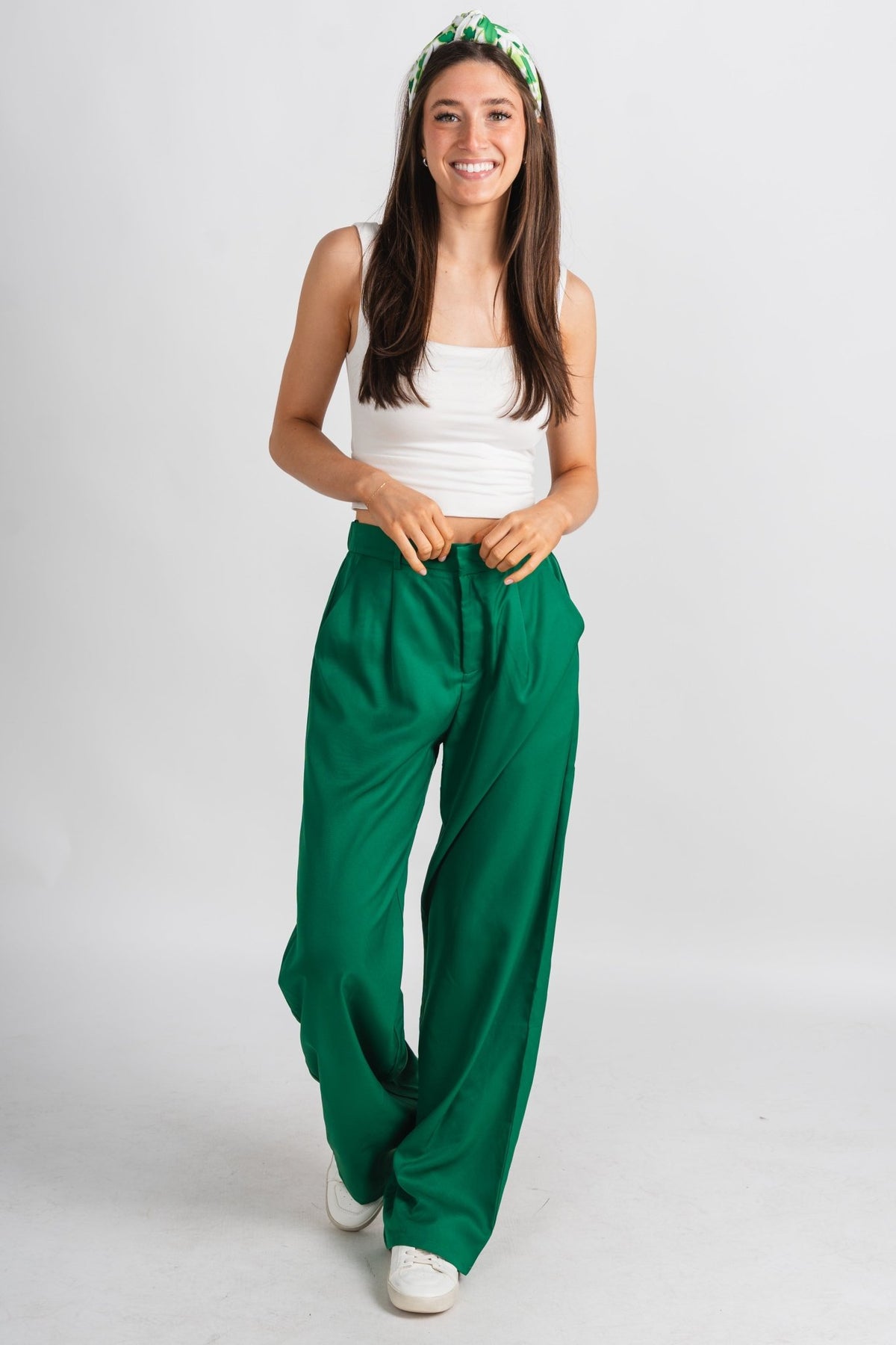 Lyna Wide Leg Trouser Pants • Shop American Threads Women's Trendy Online  Boutique – americanthreads