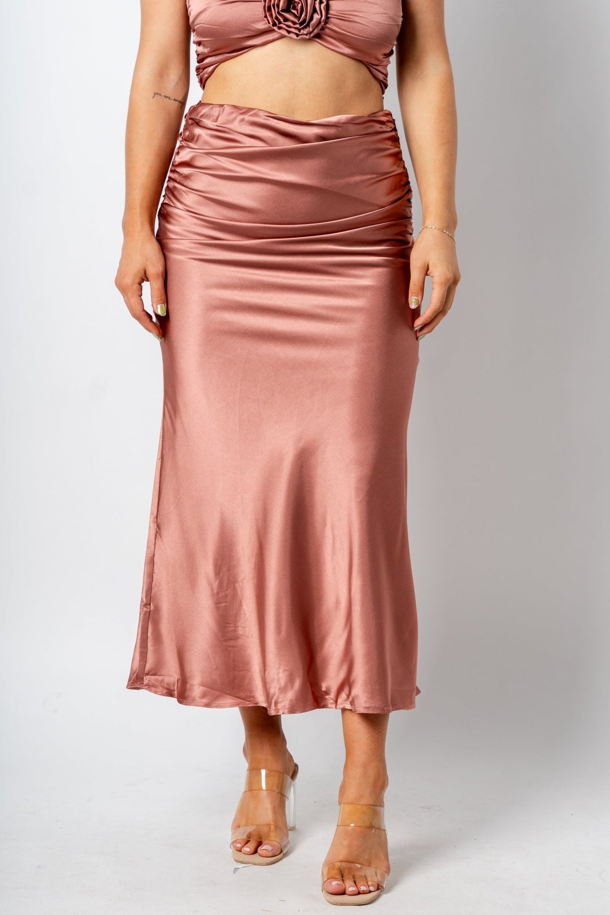 Zilky anthracite satin midi skirt, InWear