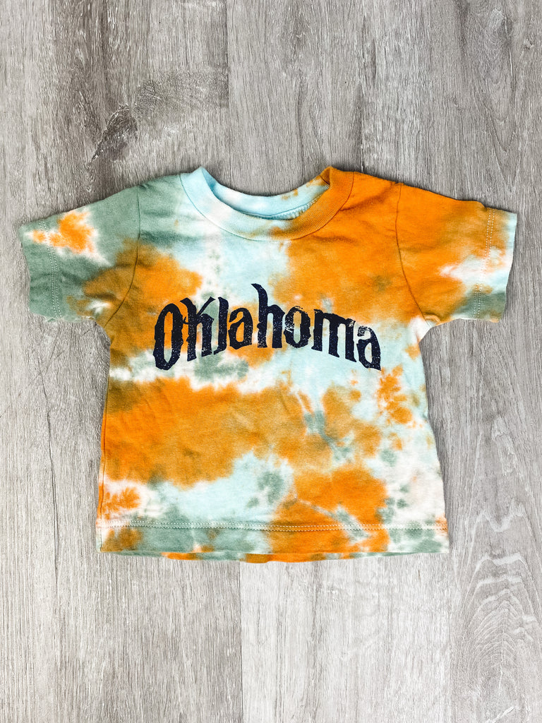 KIDS Oklahoma cloud tie dye tshirt mint/orange Cute