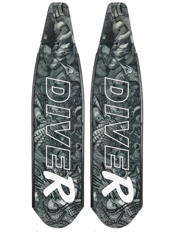 DiveR Freediving Fin Blades - Wild Red Octopus ($429)