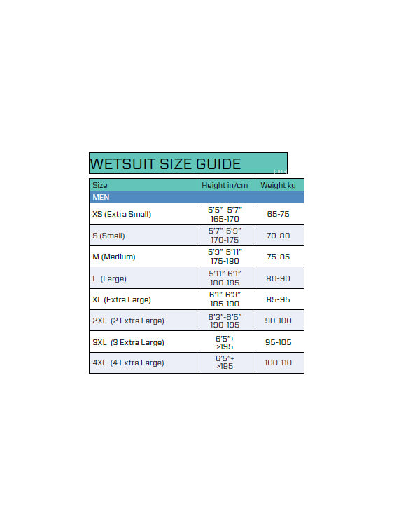 scubapro wetsuit sizing