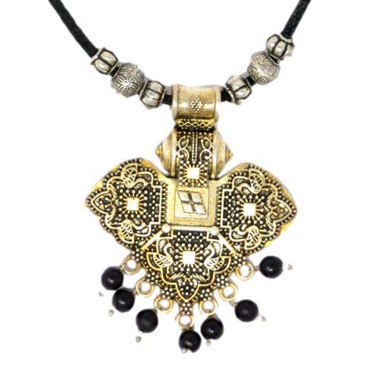 Oxidised | Fancy | Black Dhaga Necklace — Saaj