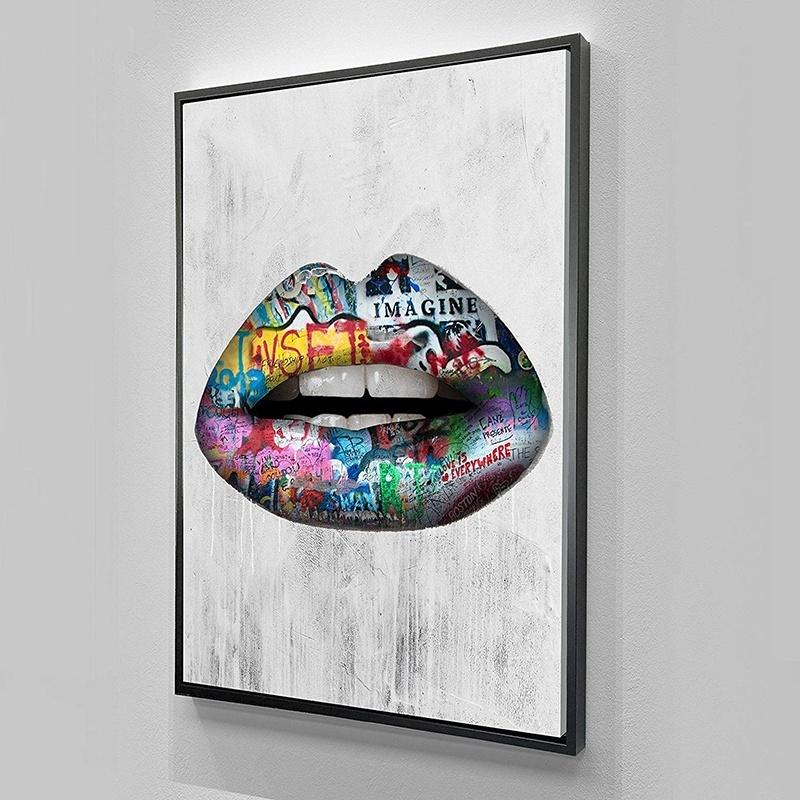 Abstract Graffiti Lips Canvas Painting Art Wall Decor Without Frame Polenshop