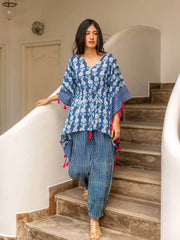 Indigo Sapphire Kaftan Top Set