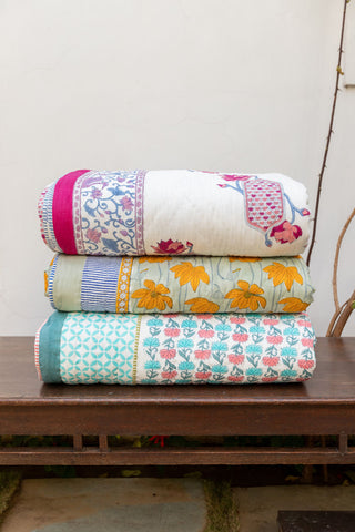 Handblock printed Quilts- Pinklay