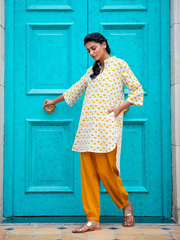 Wildflower Cotton Kurta & Lantern Pants Set - Pinklay