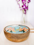Frangipani Wooden Bowl With Lid - Pinklay