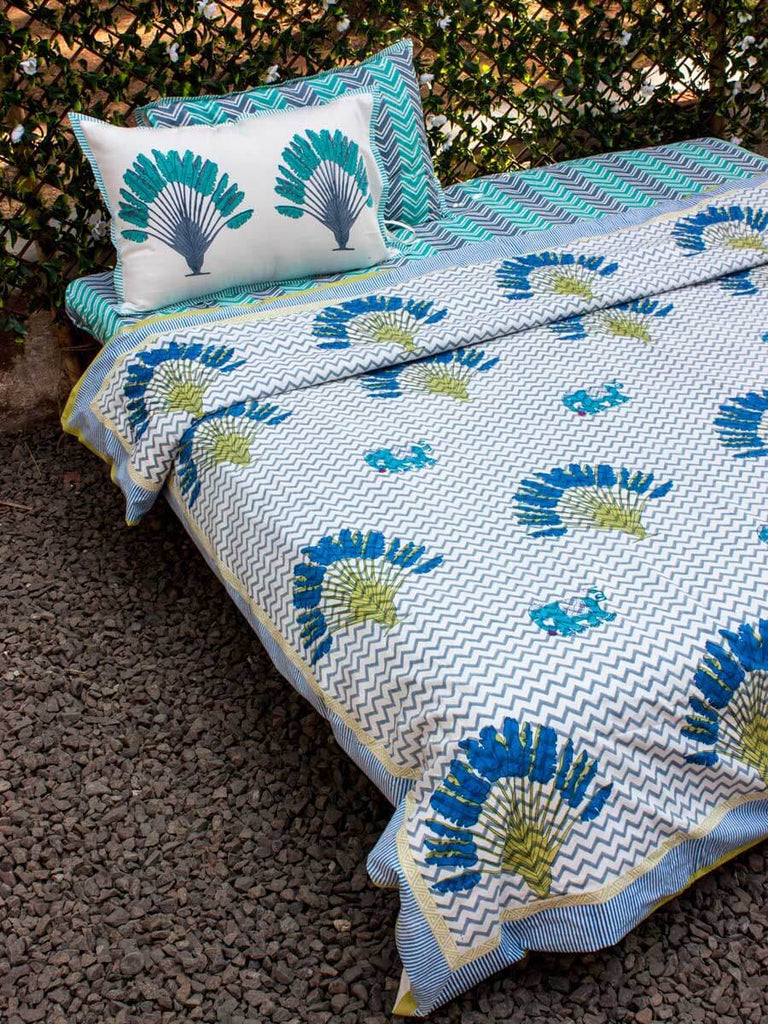 Tropical Cotton King Size Duvet Quilt Cover With Zip Enclosure