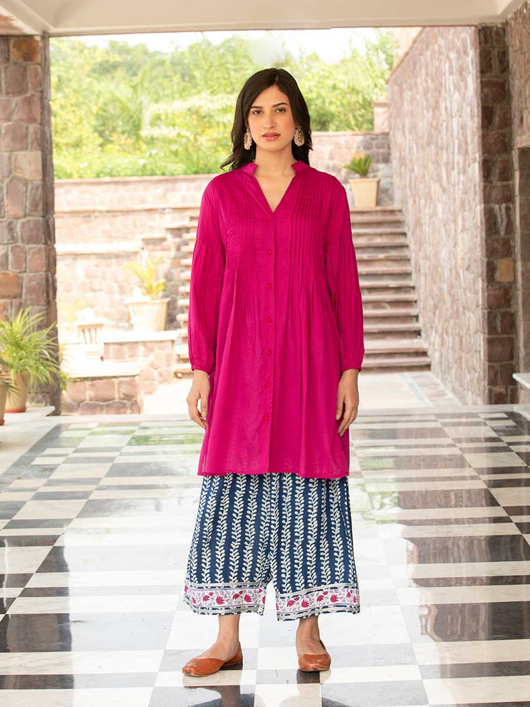 Adhikam Salmon pink gathered kurti set  Garvili