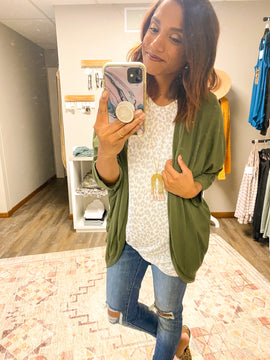 Olive Dolman Cardigan