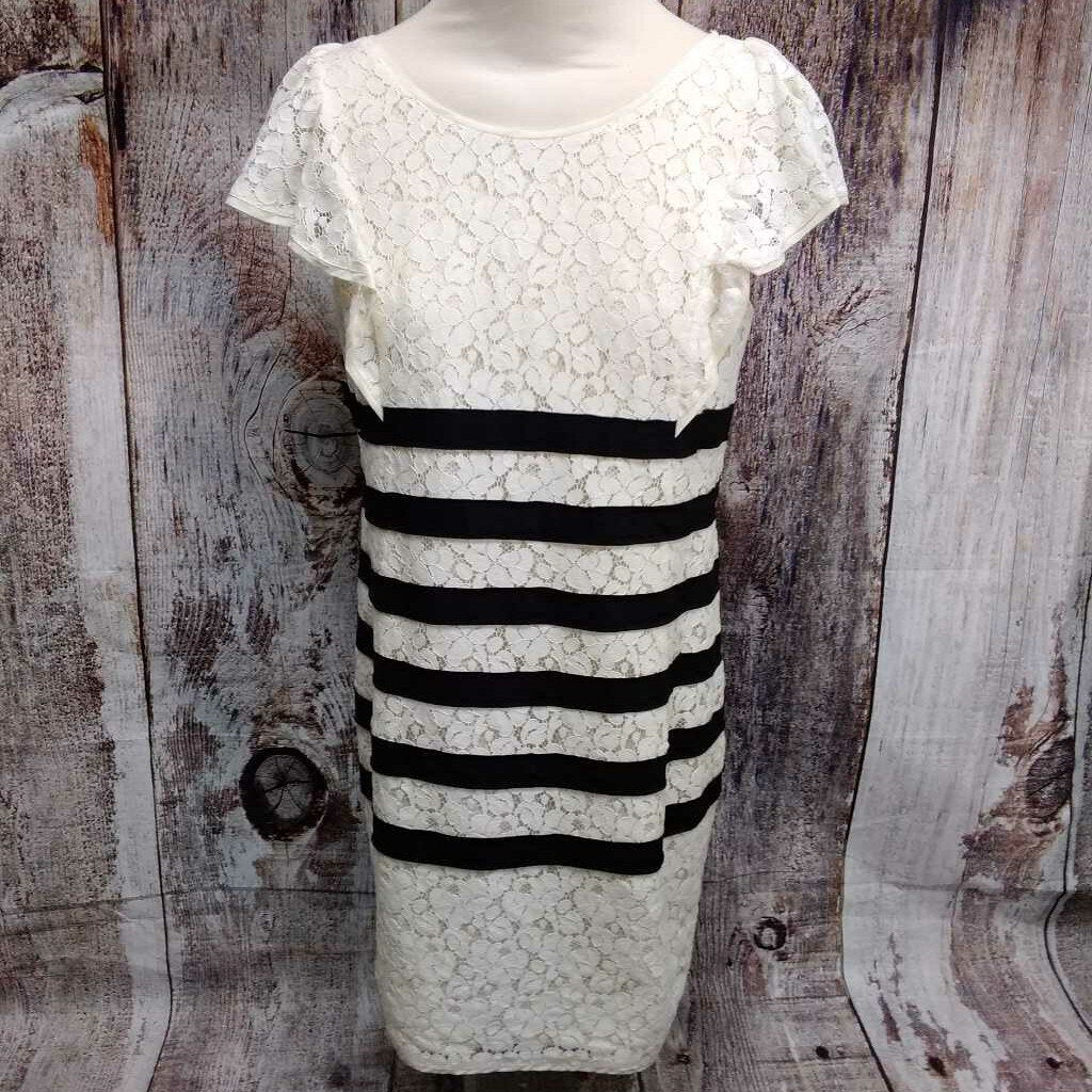 BCBG MAXAZRIA BLACK WHITE LACE DRESS SIZE 10 TCC eBay