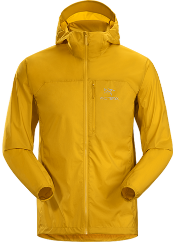 mustard-yellow Arc'teryx wind jacket 