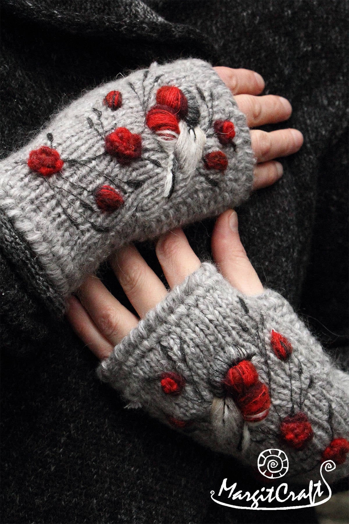 hand knitted fingerless gloves