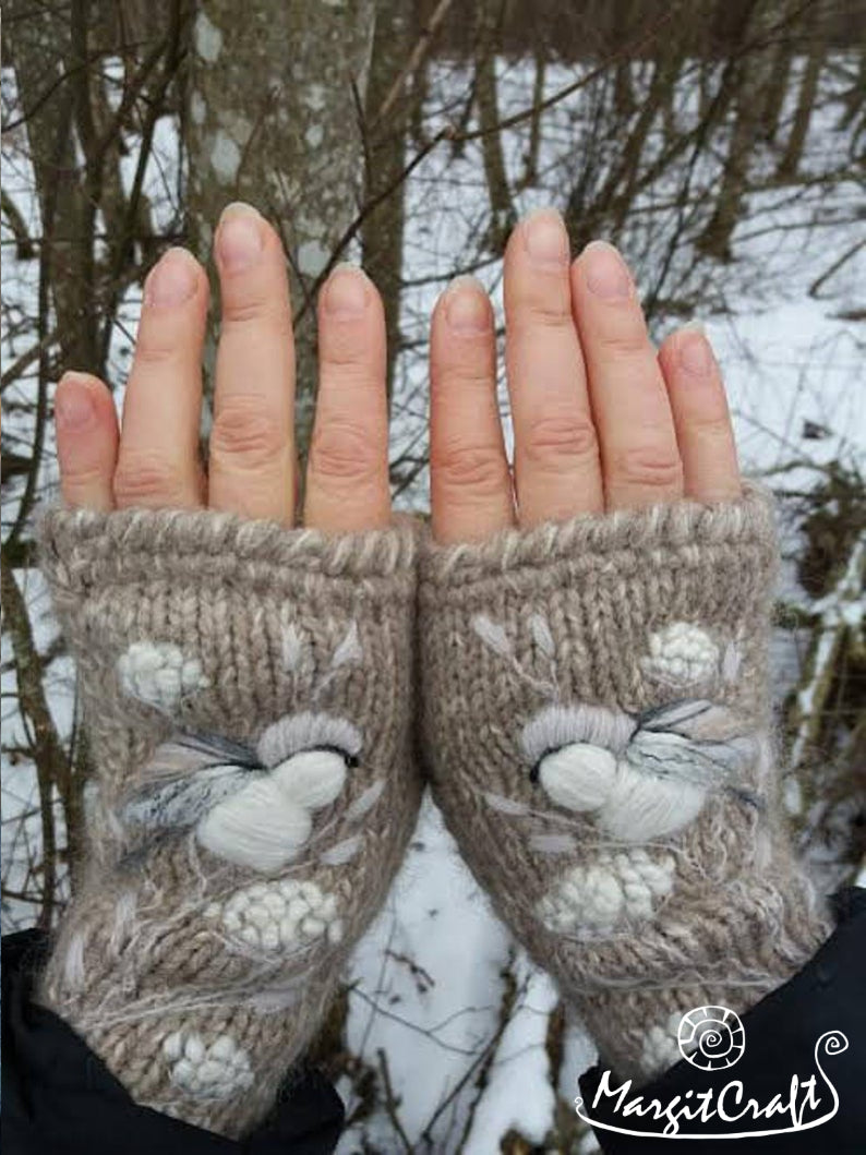 hand knitted fingerless gloves