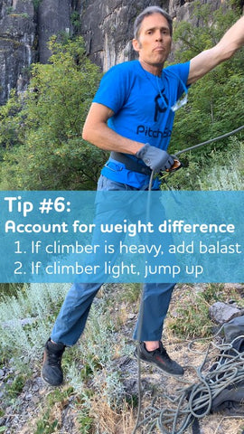 Account for weight differences when lead belaying