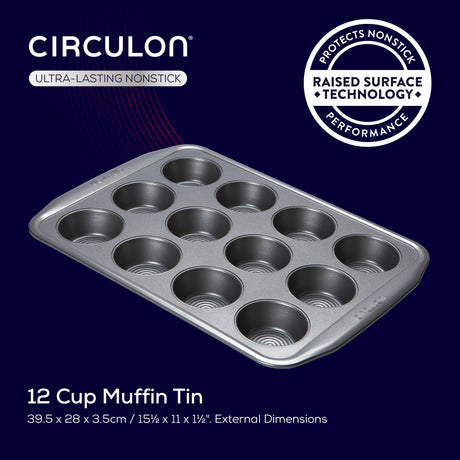 Circulon Bakeware Nonstick Muffin Pan, 12-Cup, Chocolate Brown