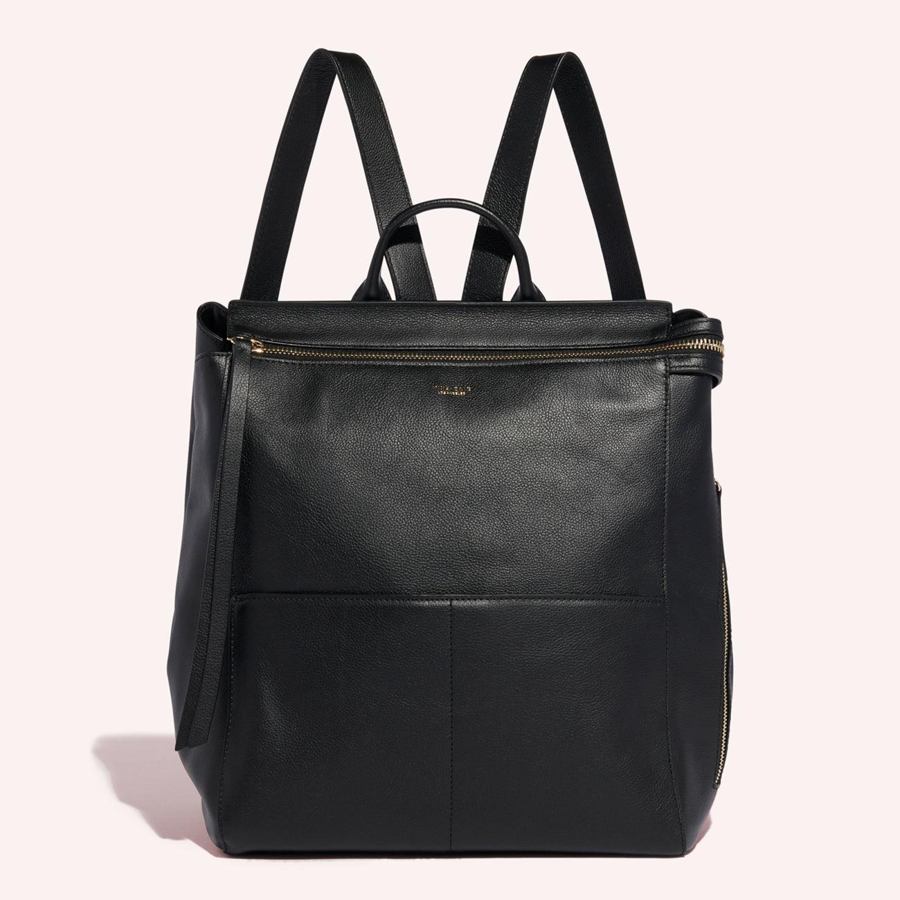 Mina baie Harper Leather Backpack - Black – the memo
