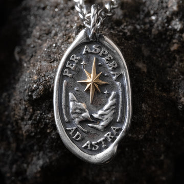 Sterling Silver 'Per Aspera Ad Astra' Necklace Martian Shergottite / Link Chain