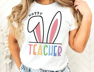 Hoppy Teacher Shirt - Easter Teacher Shirt - TheDaveyBoutique