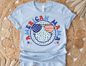 American Mama Smiley Face Shirt - 4th of July Mama Shirt - TheDaveyBoutique