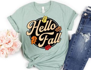Hello Fall with Leaves Shirt - Fall Shirt - TheDaveyBoutique