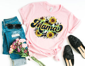 Mama Sunflower Cowhide Shirt - Mom Shirt - TheDaveyBoutique