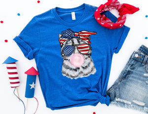 Cat Blowing Bubblegum Shirt - Fourth of July Shirt - TheDaveyBoutique