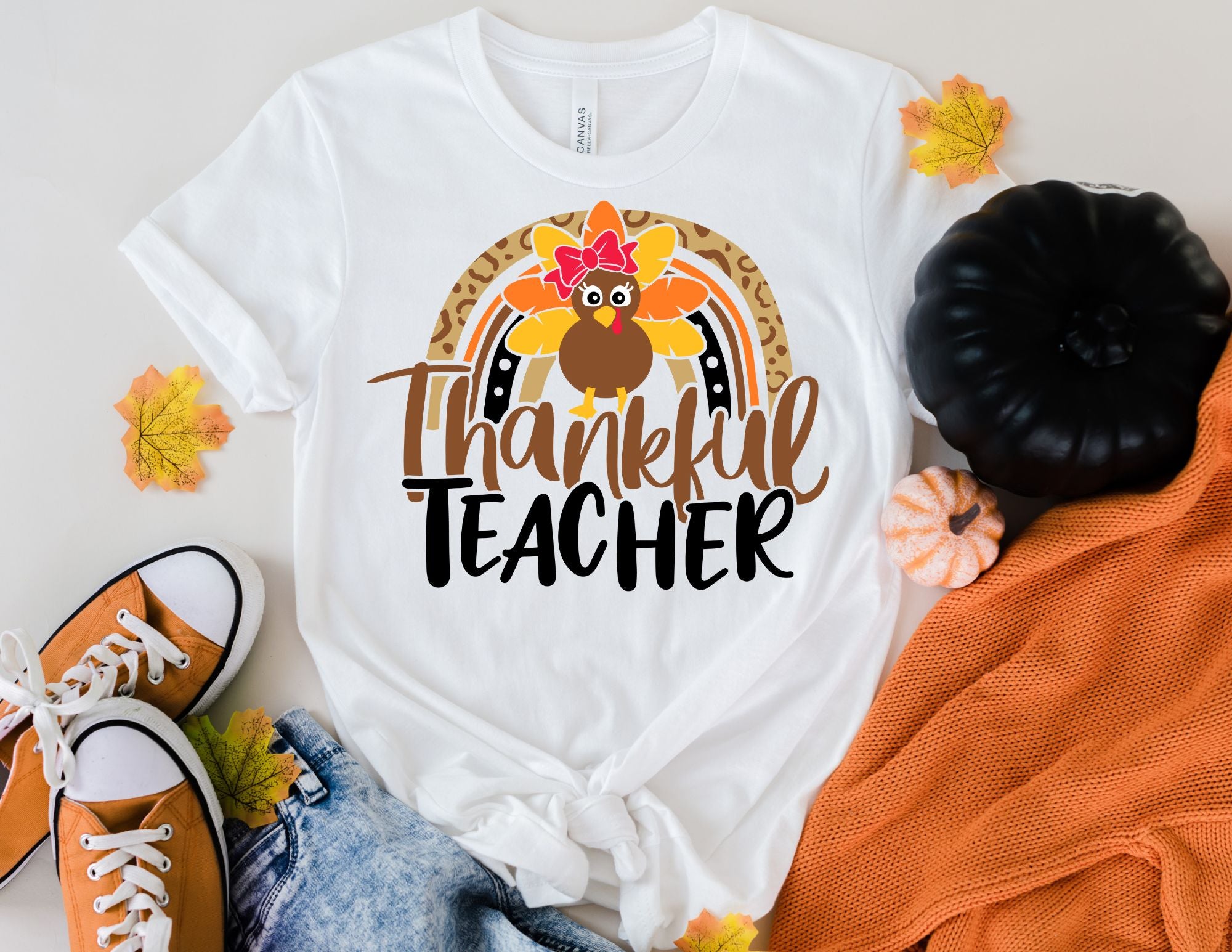 Thankful Teacher Turkey Shirt - Fall Teacher Shirt