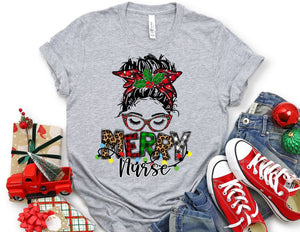 Merry Nurse Lady Shirt - Christmas Nurse Shirt - TheDaveyBoutique