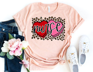 Leopard Nurse Valentine Shirt - Valentine Nurse Shirt - TheDaveyBoutique